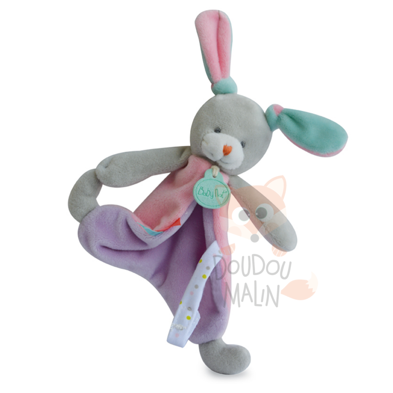 Les touptis attache-sucette lapin violet rose vert 